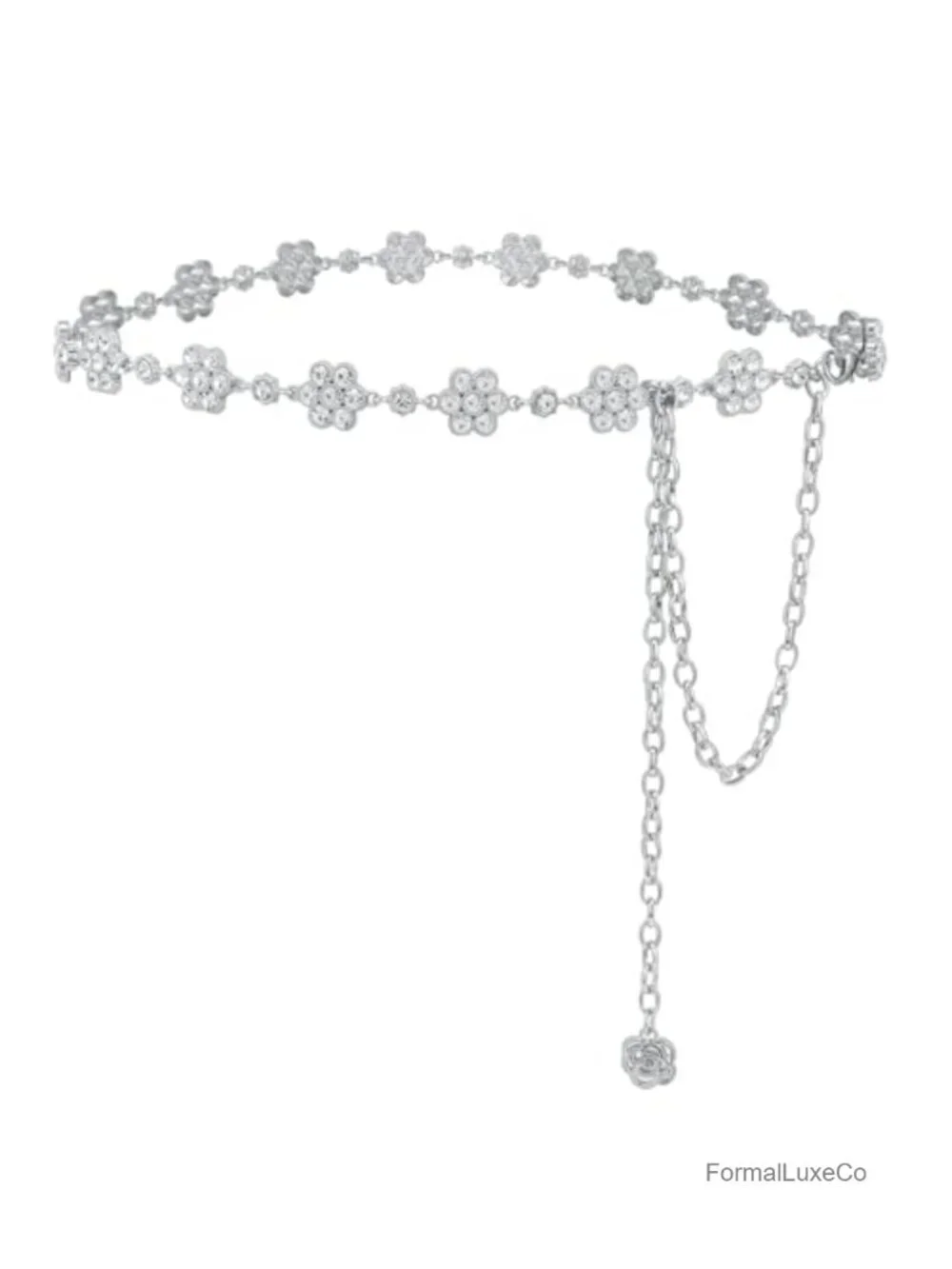 Rhinestone Diamond Flower Waist Belt Decorative Dress Belt